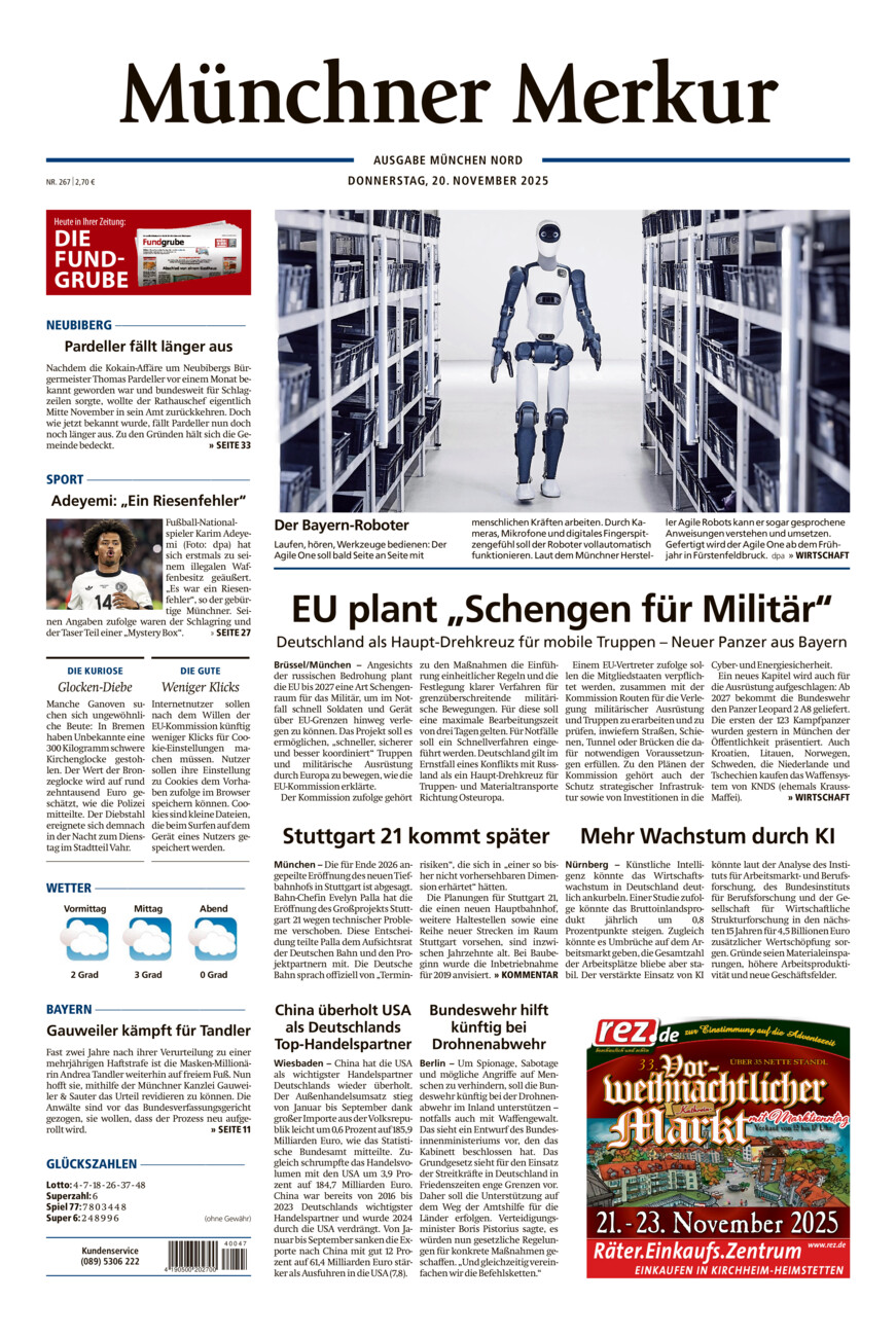 Münchner Merkur -  Nord vom Donnerstag, 20.11.2025