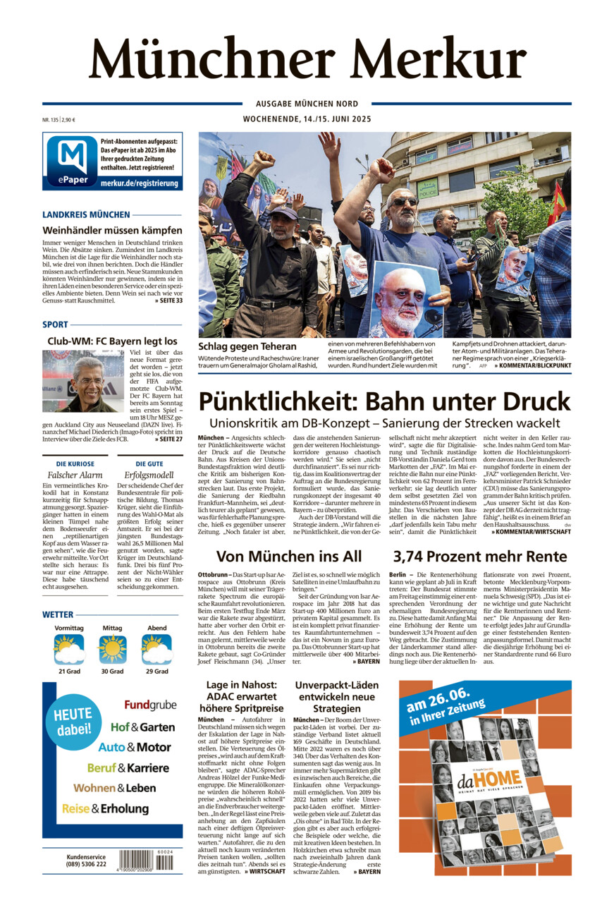 Münchner Merkur -  Nord vom Samstag, 14.06.2025