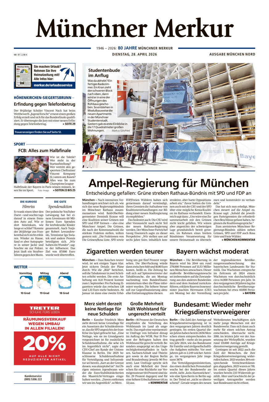 Münchner Merkur -  Nord vom Dienstag, 28.04.2026
