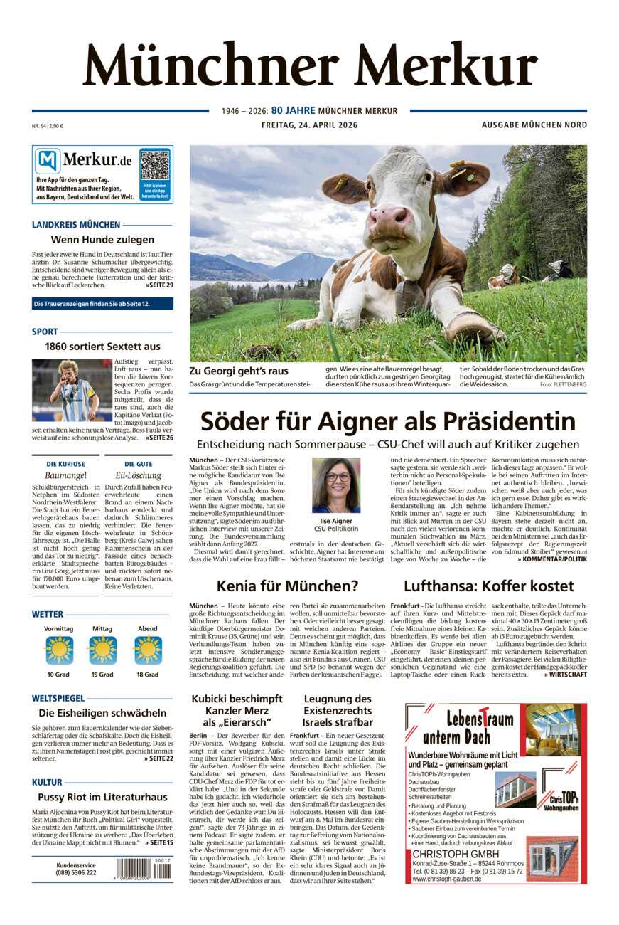 Münchner Merkur -  Nord vom Freitag, 24.04.2026
