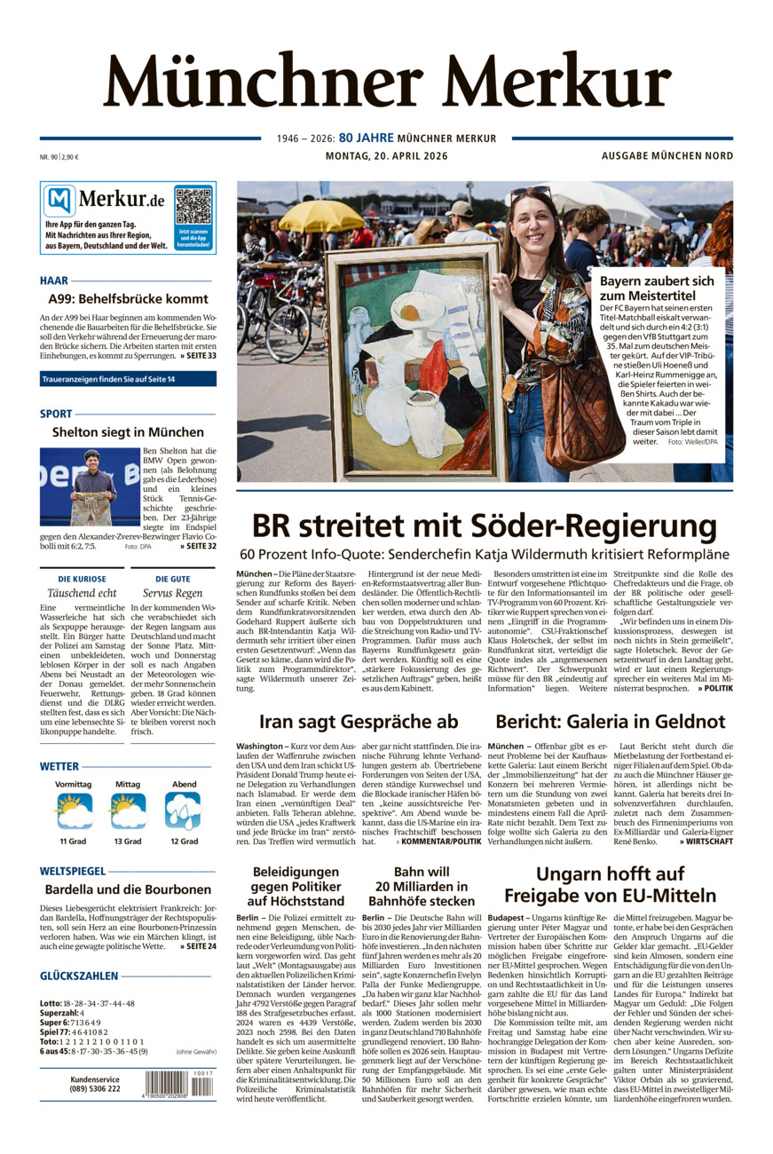 Münchner Merkur -  Nord vom Montag, 20.04.2026
