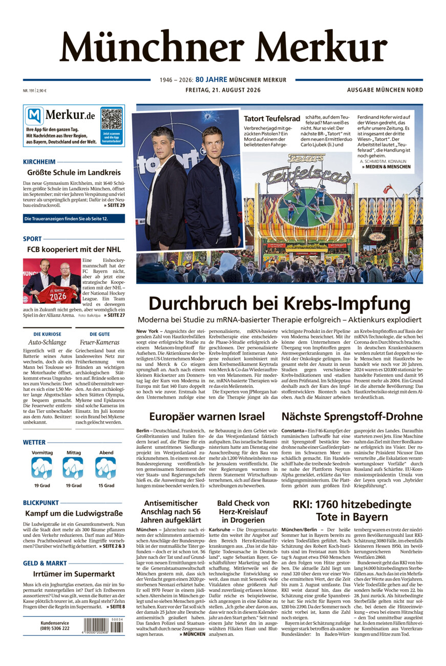 Münchner Merkur -  Nord vom Freitag, 21.08.2026