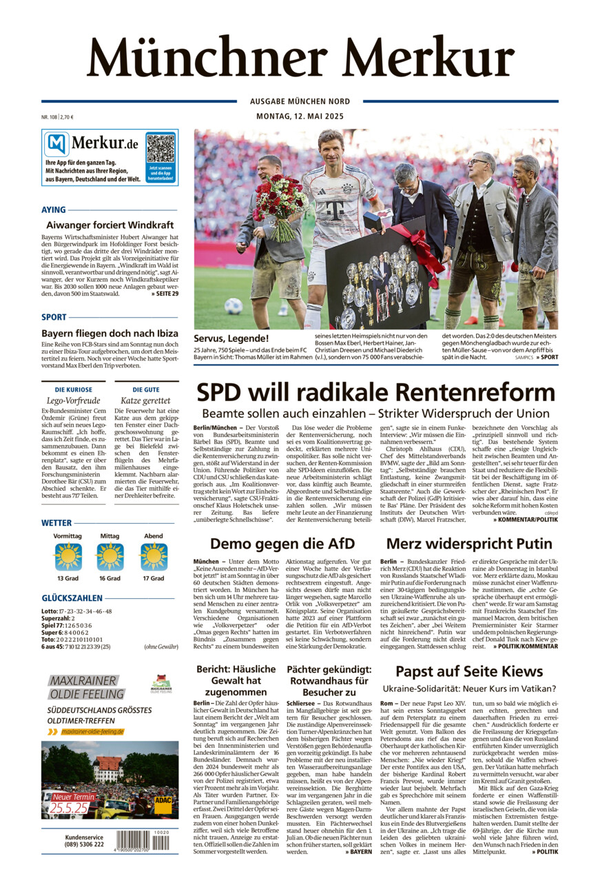 Münchner Merkur -  Nord vom Montag, 12.05.2025
