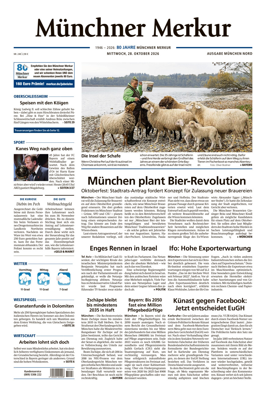 Münchner Merkur -  Nord vom Mittwoch, 28.10.2026