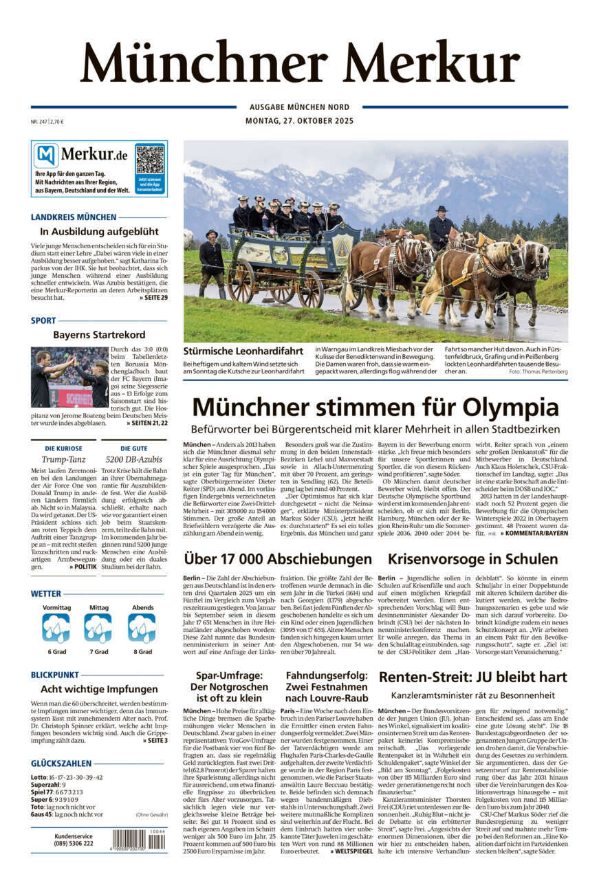 Münchner Merkur -  Nord vom Montag, 27.10.2025