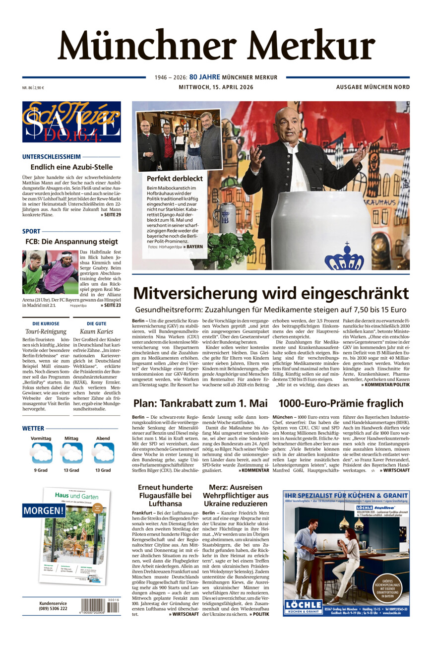 Münchner Merkur -  Nord vom Mittwoch, 15.04.2026