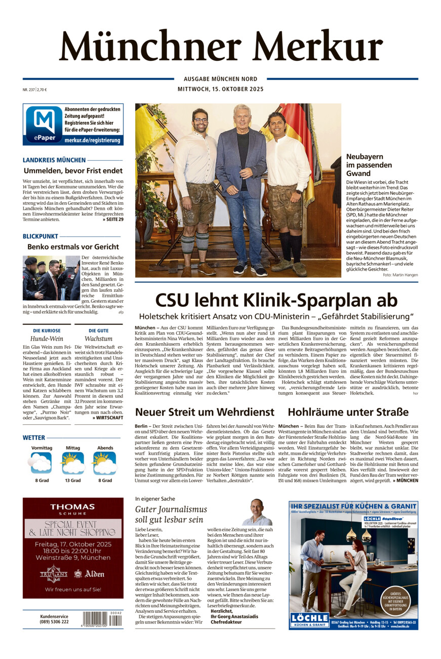 Münchner Merkur - Nord vom Mittwoch, 15.10.2025