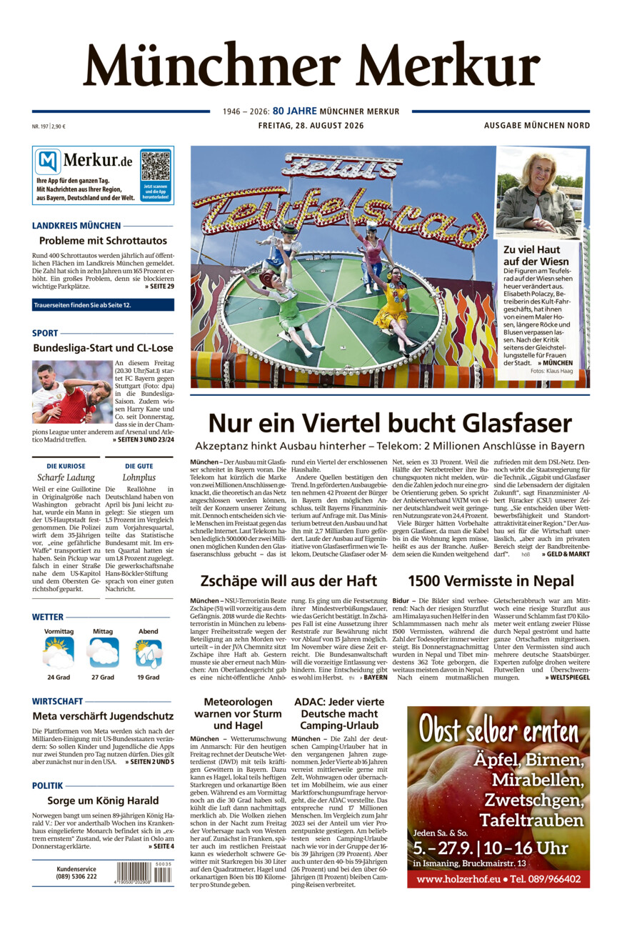 Münchner Merkur -  Nord vom Freitag, 28.08.2026