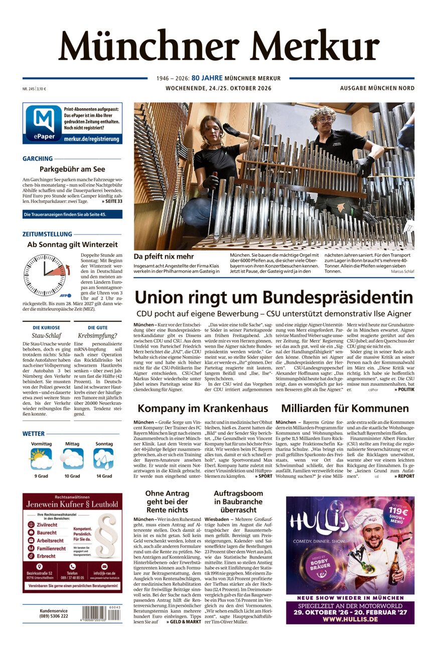Münchner Merkur -  Nord vom Samstag, 24.10.2026