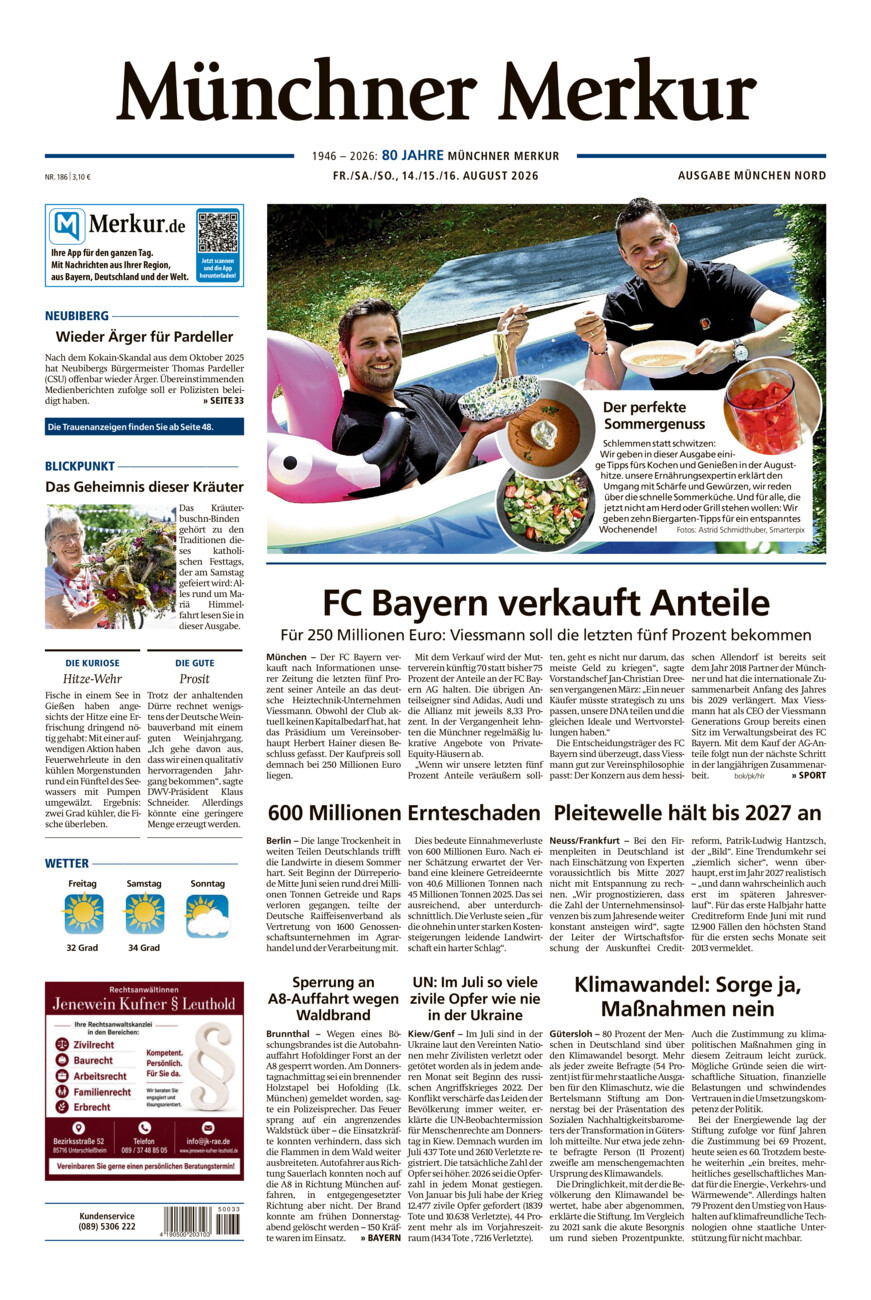 Münchner Merkur -  Nord vom Freitag, 14.08.2026