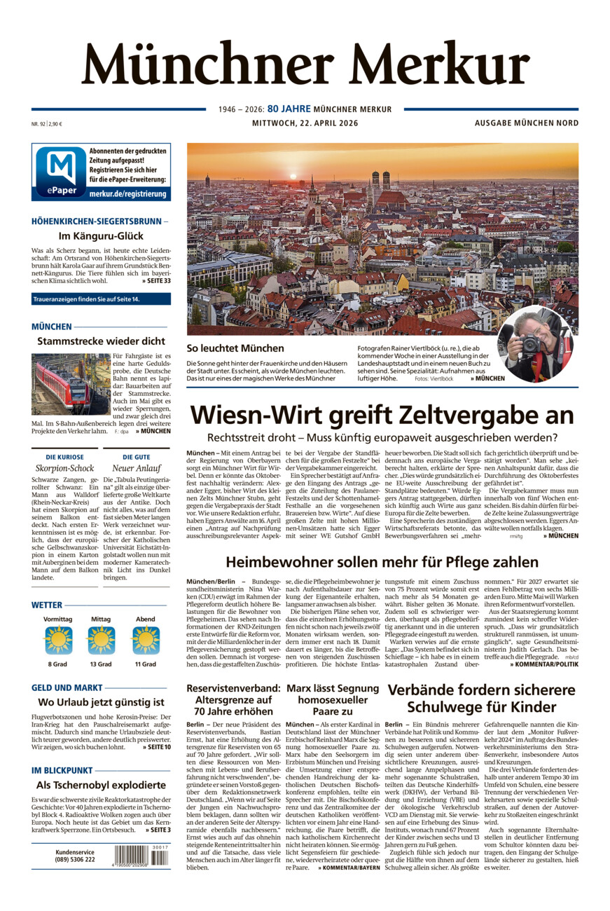 Münchner Merkur -  Nord vom Mittwoch, 22.04.2026