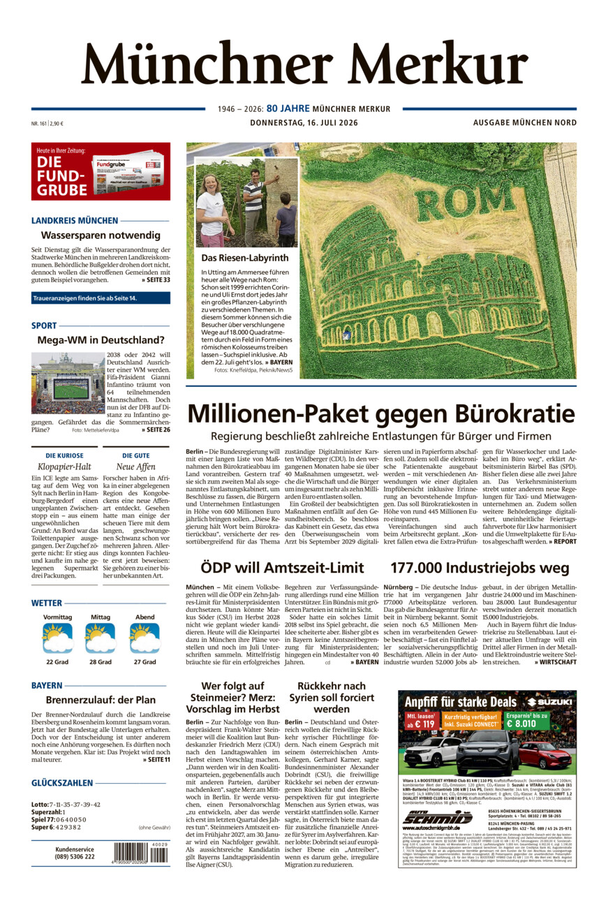 Münchner Merkur -  Nord vom Donnerstag, 16.07.2026