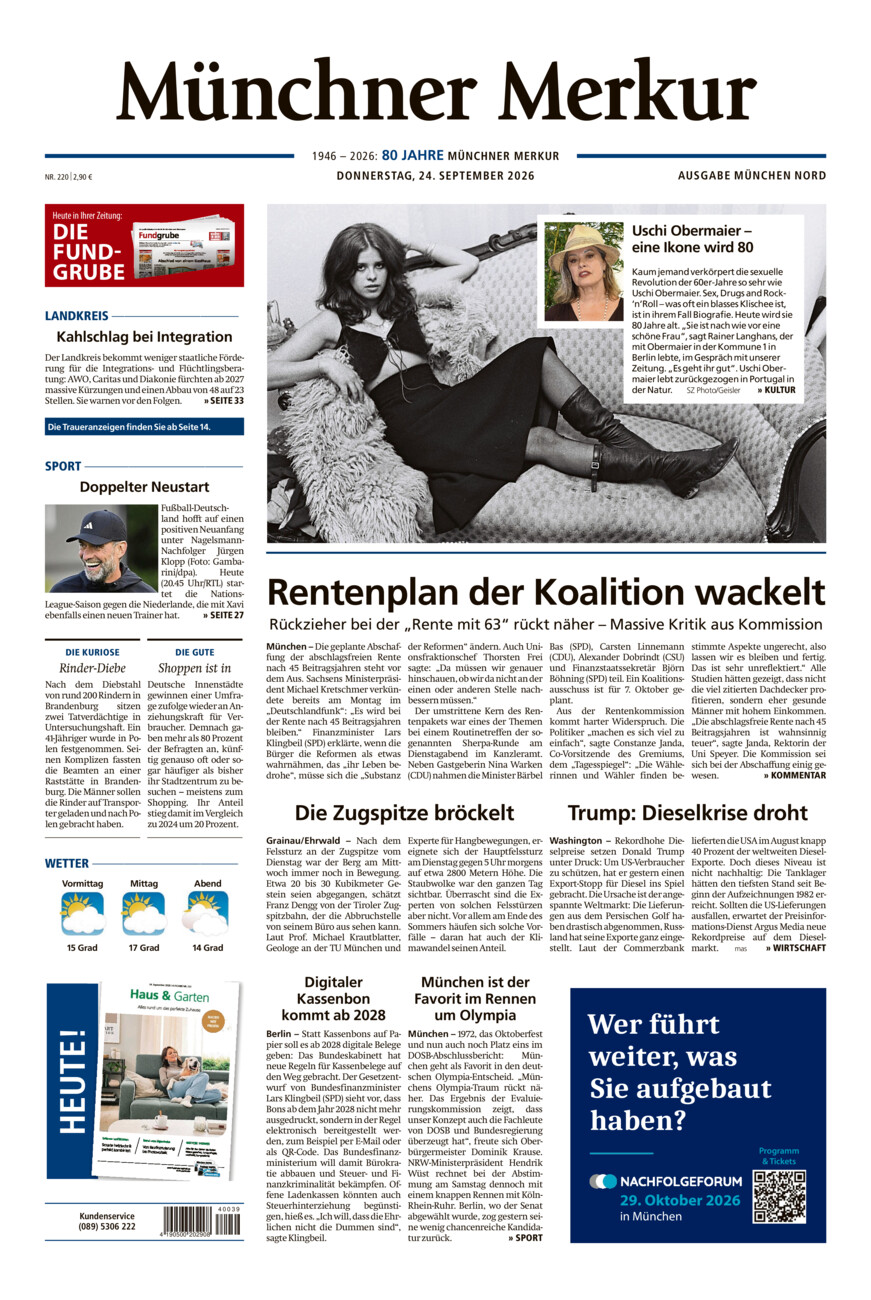 Münchner Merkur -  Nord vom Donnerstag, 24.09.2026