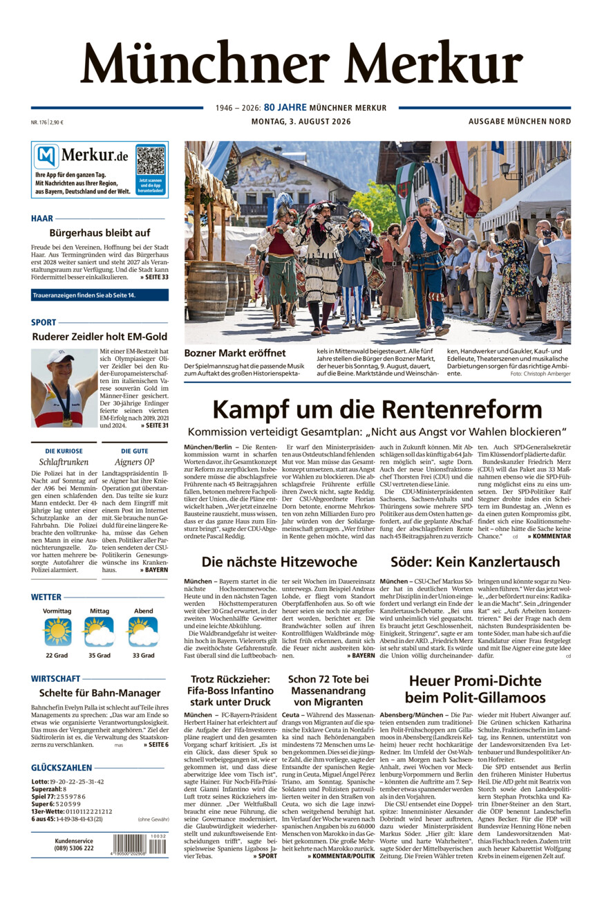 Münchner Merkur -  Nord vom Montag, 03.08.2026