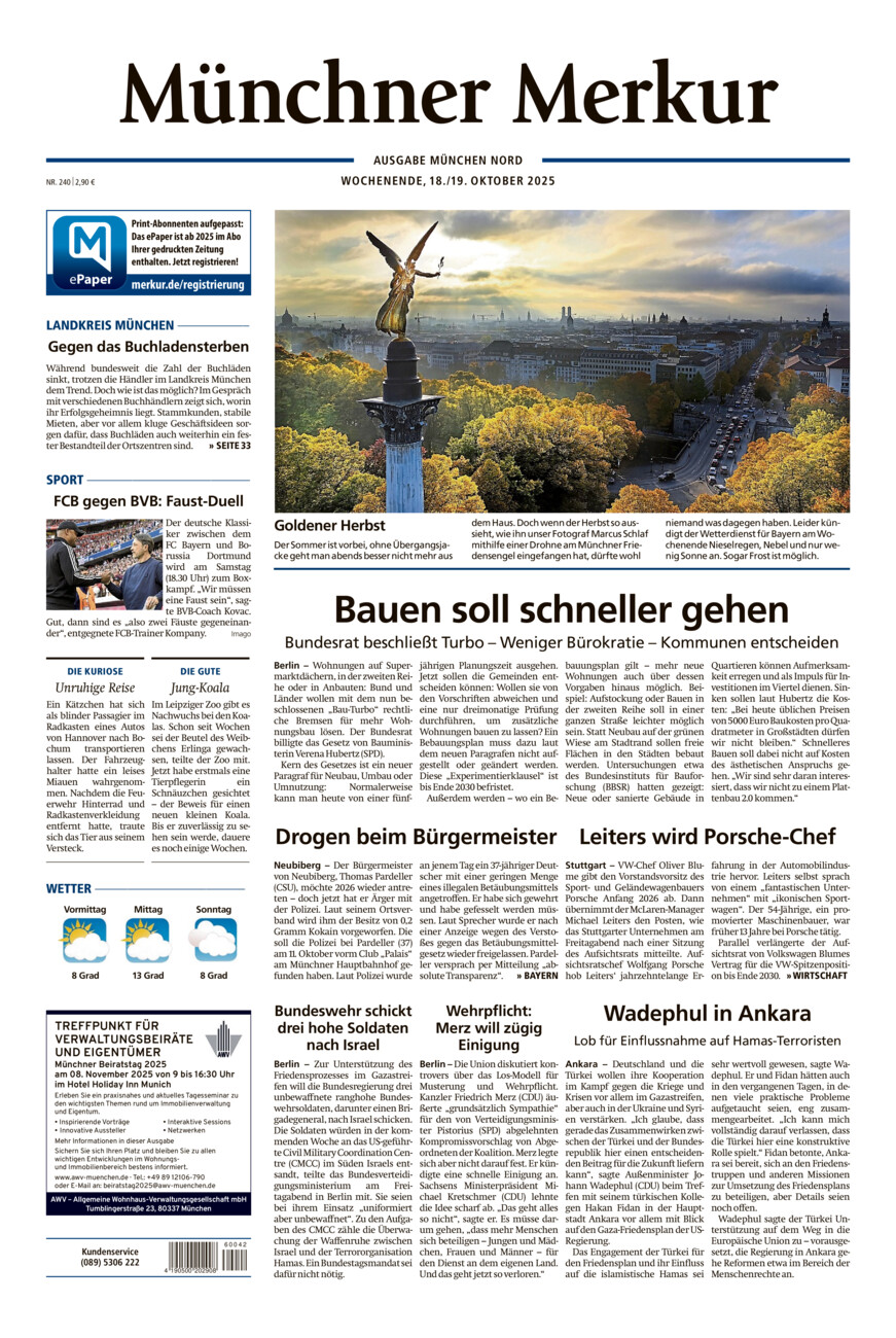 Münchner Merkur - Nord vom Samstag, 18.10.2025