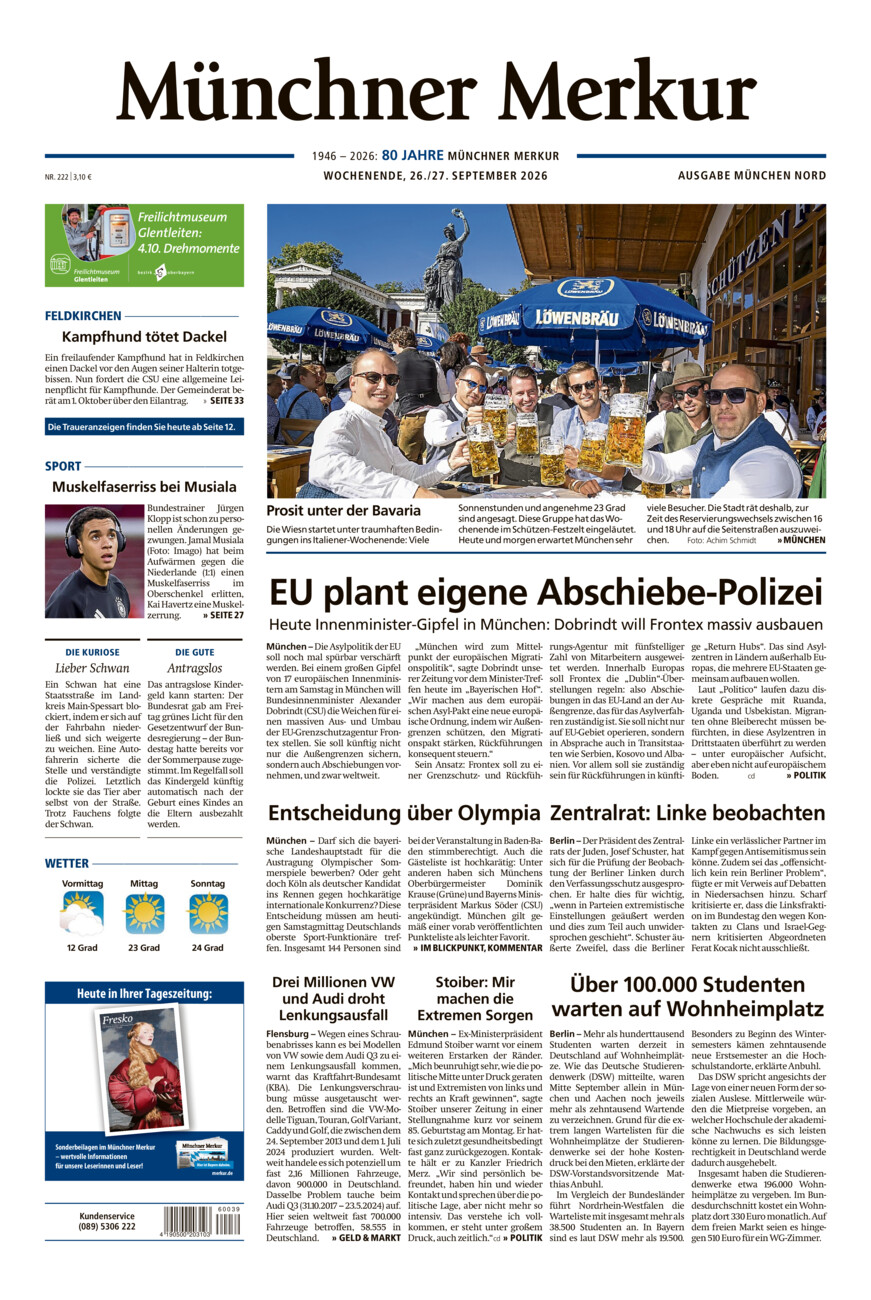 Münchner Merkur -  Nord vom Samstag, 26.09.2026