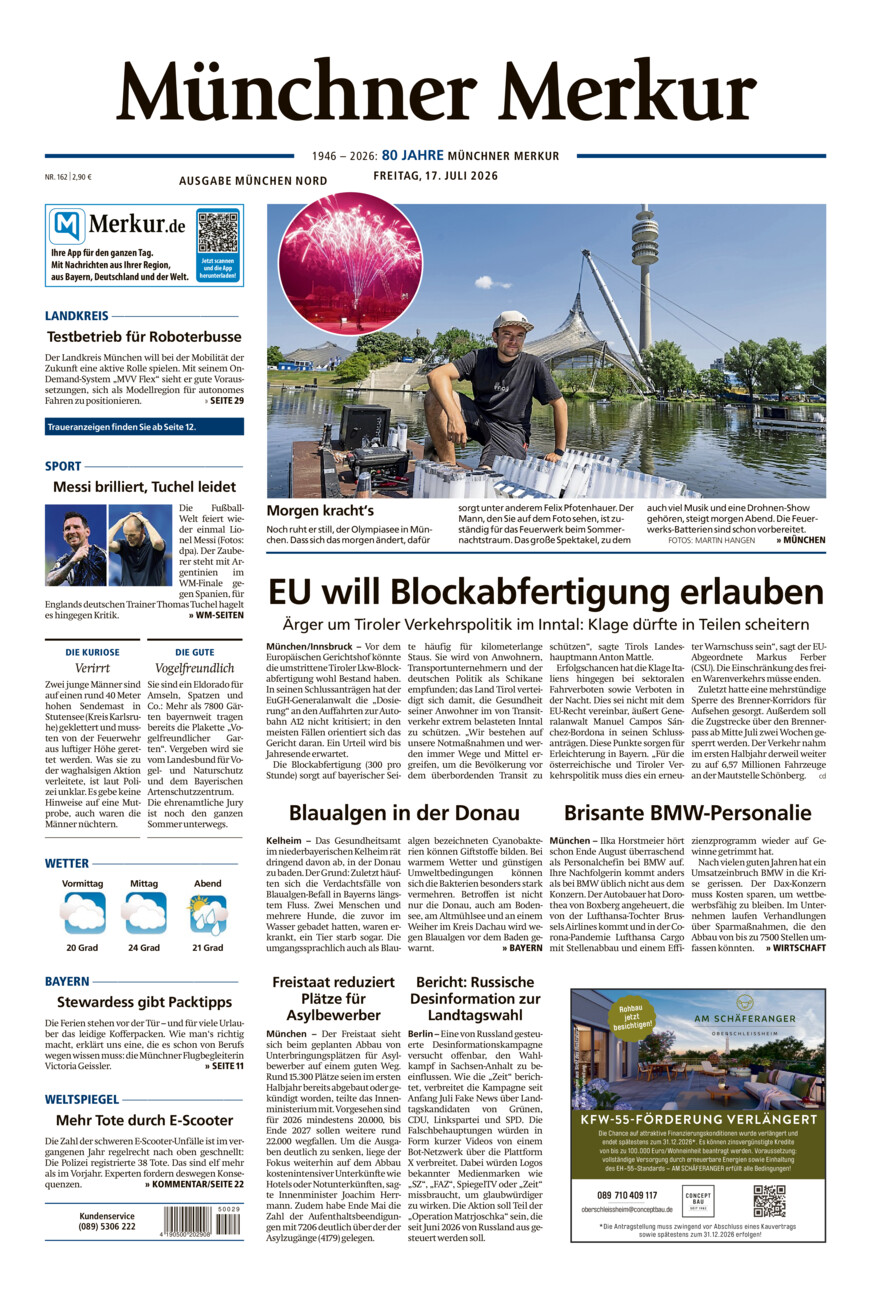 Münchner Merkur -  Nord vom Freitag, 17.07.2026