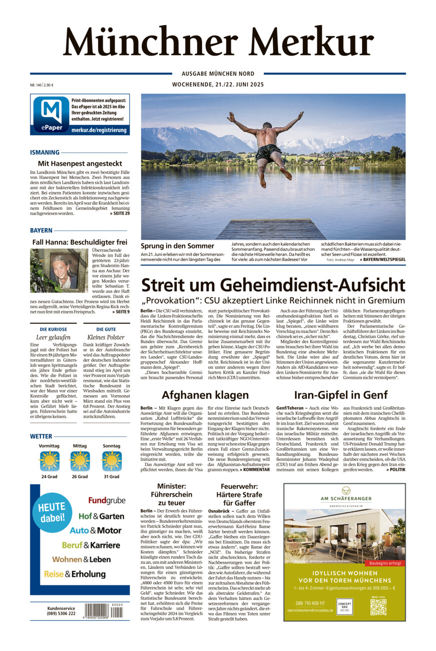 Münchner Merkur - Nord vom Samstag, 21.06.2025