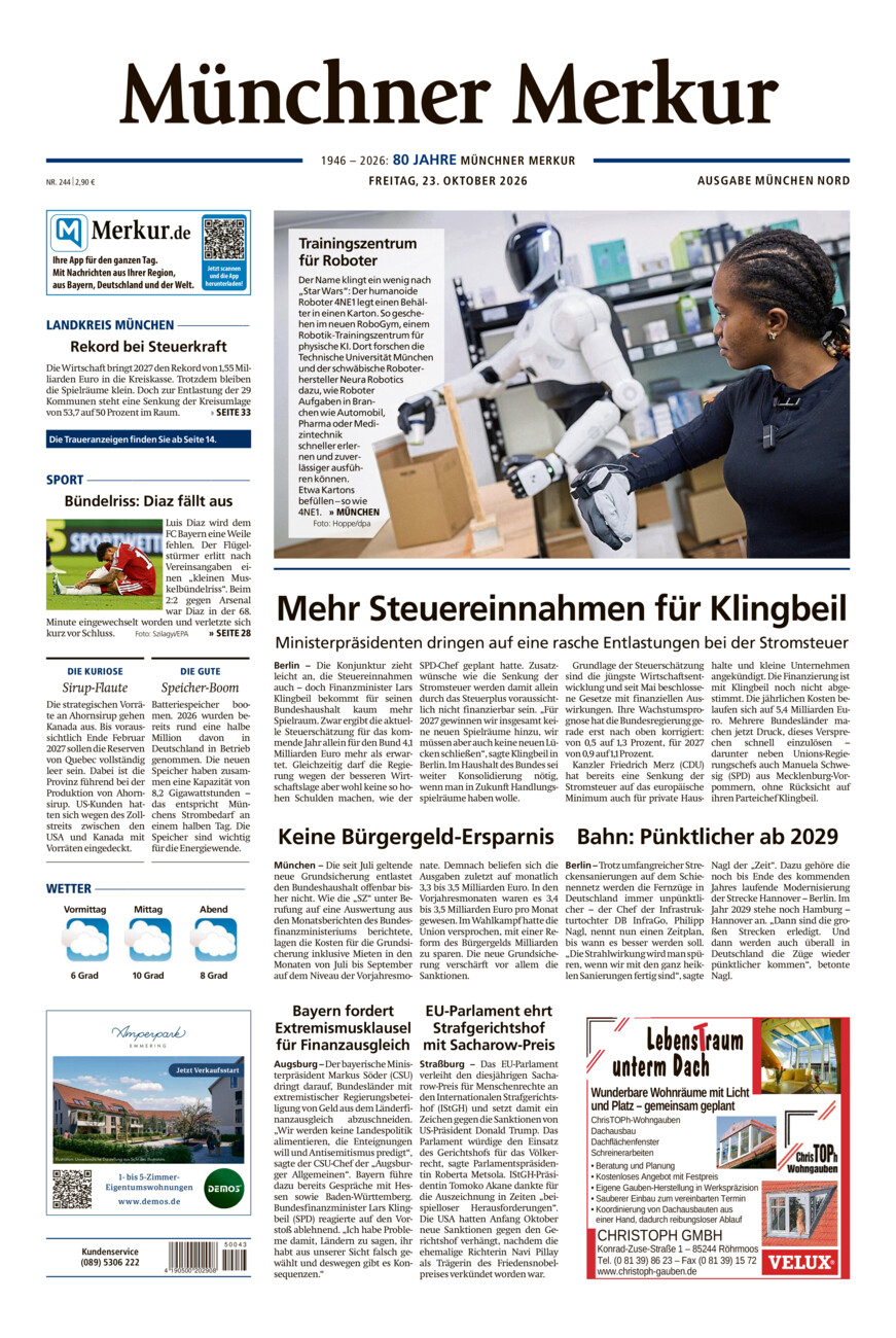 Münchner Merkur -  Nord vom Freitag, 23.10.2026