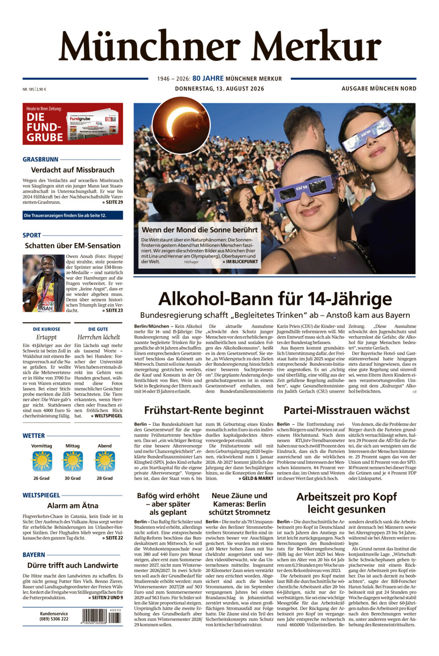 Münchner Merkur -  Nord vom Donnerstag, 13.08.2026