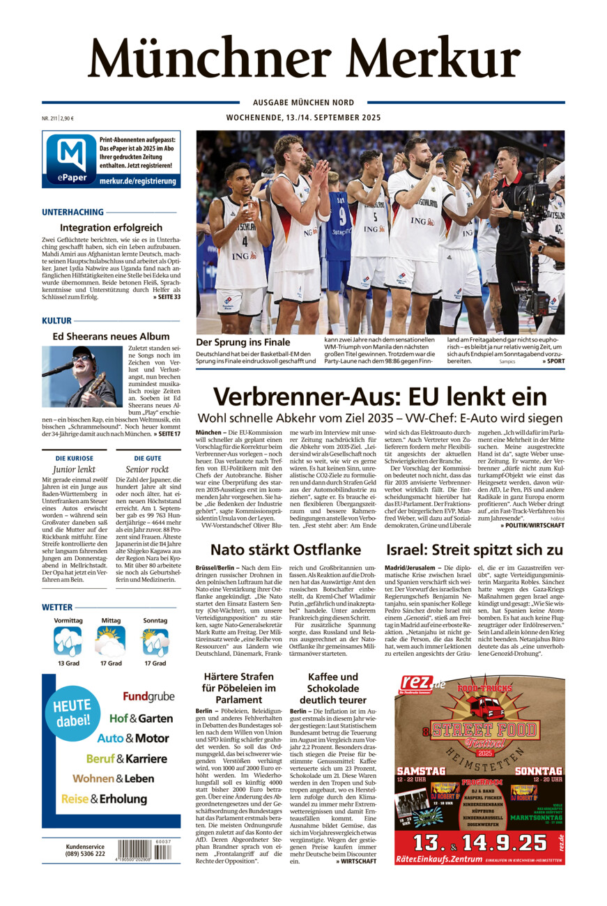 Münchner Merkur -  Nord vom Samstag, 13.09.2025