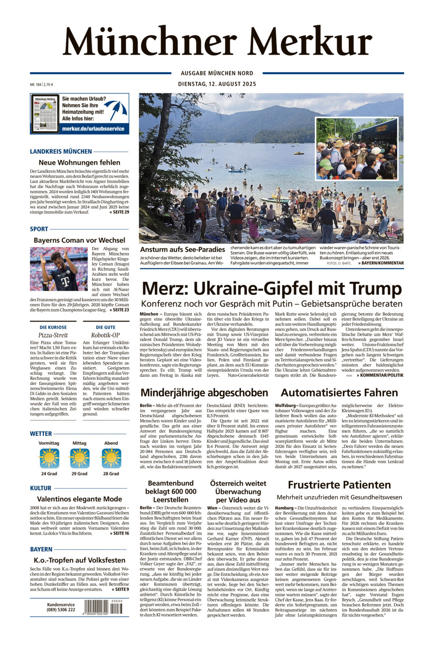 Münchner Merkur -  Nord vom Dienstag, 12.08.2025