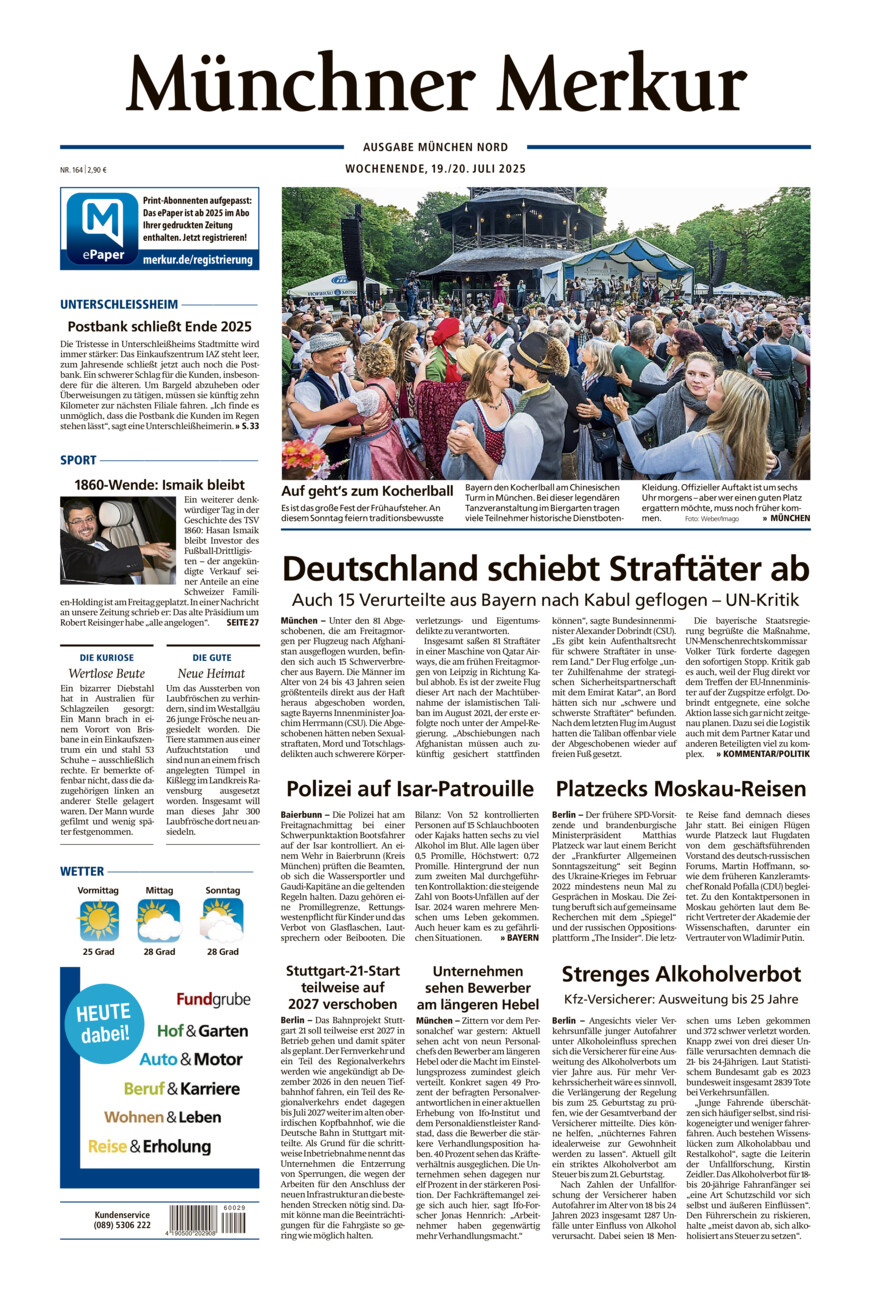 Münchner Merkur -  Nord vom Samstag, 19.07.2025