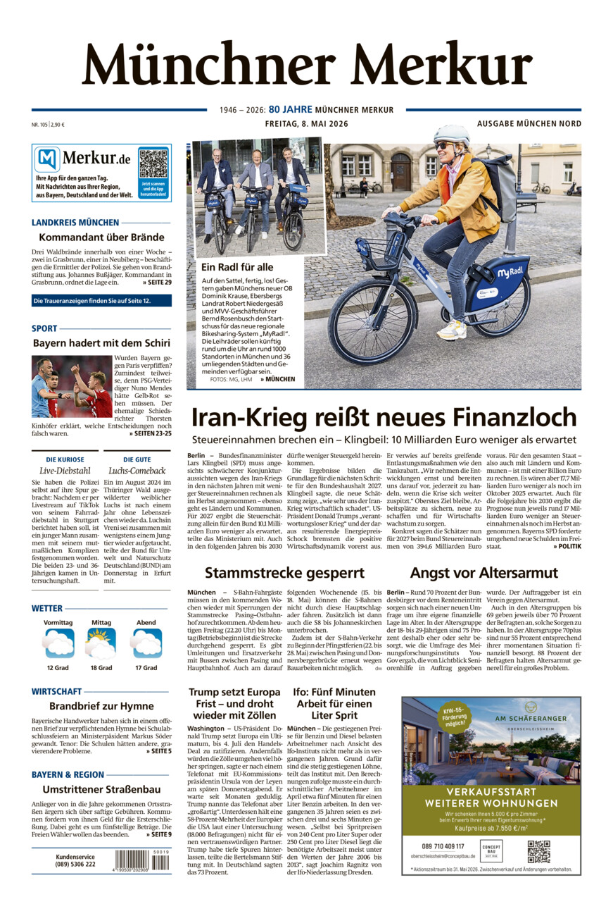 Münchner Merkur -  Nord vom Freitag, 08.05.2026