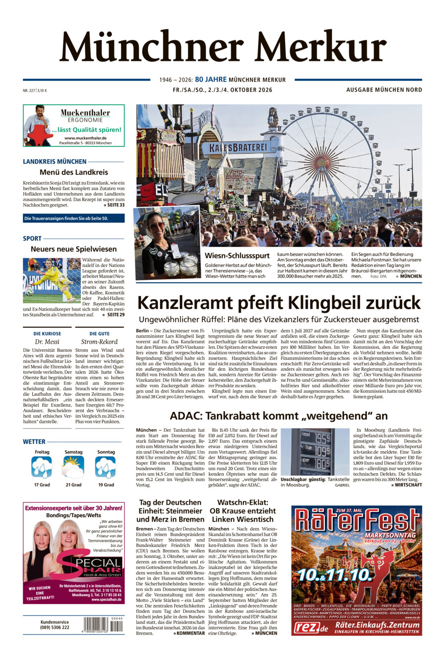 Münchner Merkur -  Nord vom Freitag, 02.10.2026