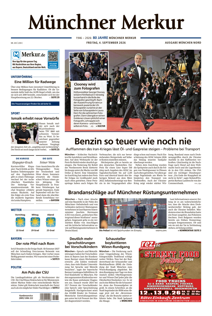 Münchner Merkur -  Nord vom Freitag, 04.09.2026
