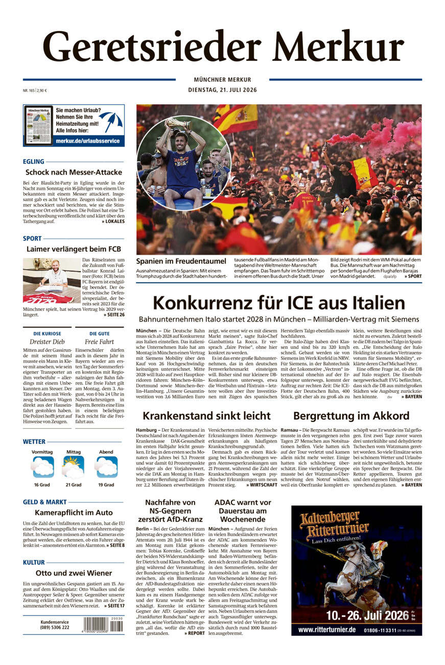 Geretsrieder Merkur vom Dienstag, 21.07.2026