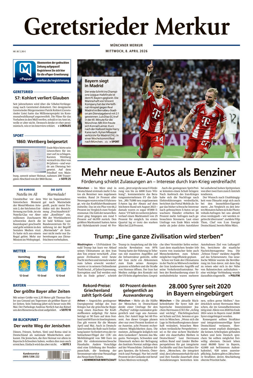 Geretsrieder Merkur vom Mittwoch, 08.04.2026