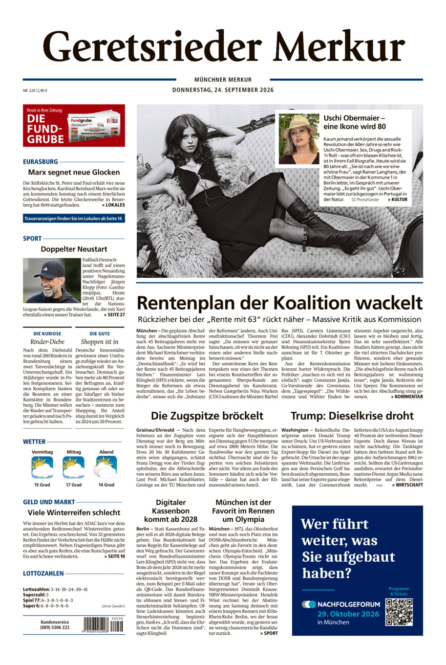 Geretsrieder Merkur vom Donnerstag, 24.09.2026
