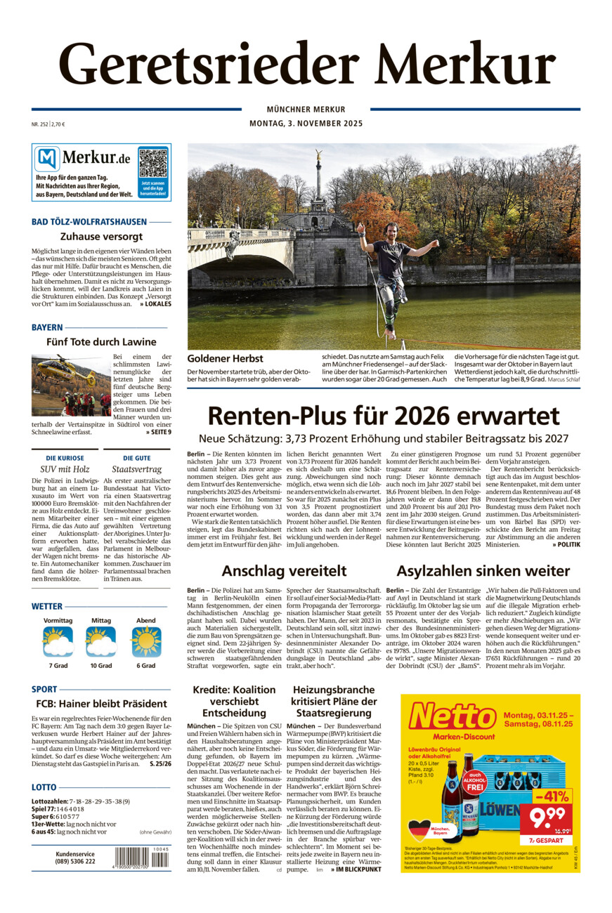 Geretsrieder Merkur vom Montag, 03.11.2025