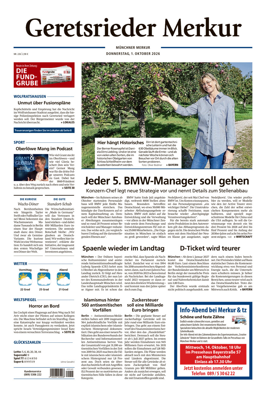 Geretsrieder Merkur vom Donnerstag, 01.10.2026