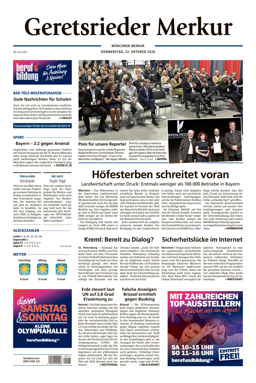 Geretsrieder Merkur vom Donnerstag, 22.10.2026