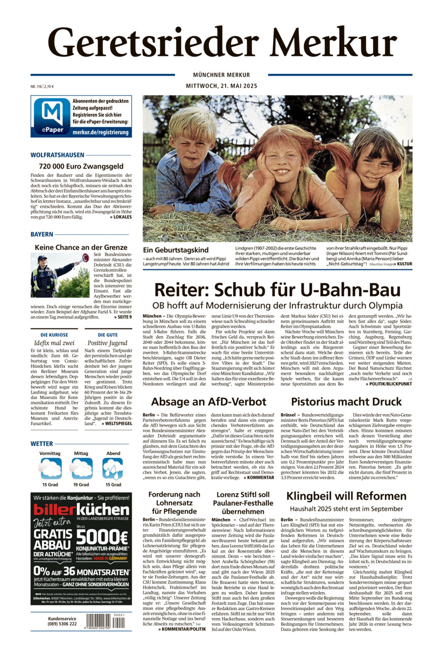 Geretsrieder Merkur vom Mittwoch, 21.05.2025