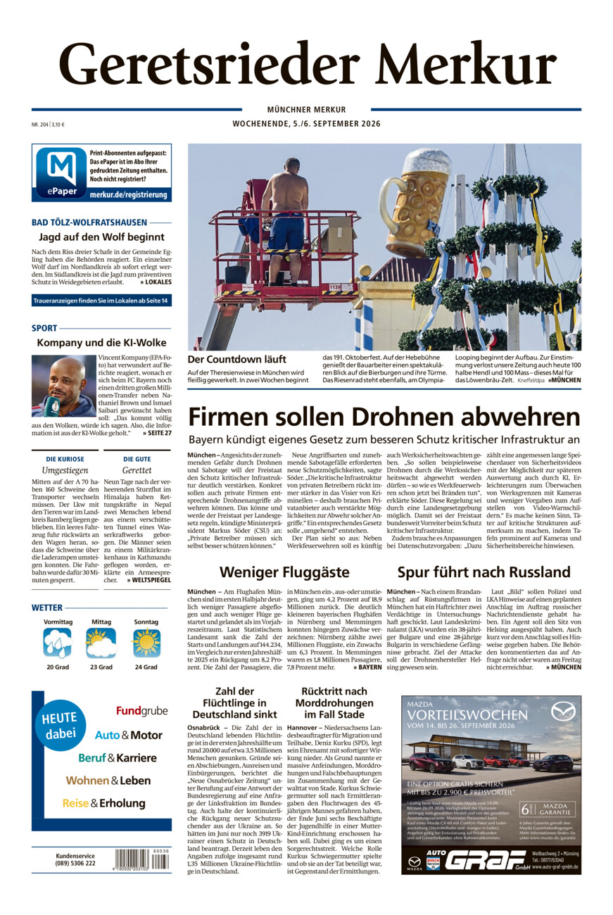 Geretsrieder Merkur vom Samstag, 05.09.2026