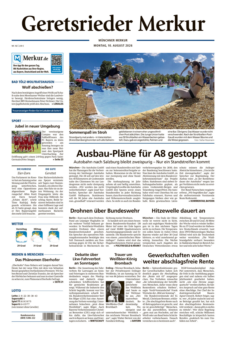 Geretsrieder Merkur vom Montag, 10.08.2026