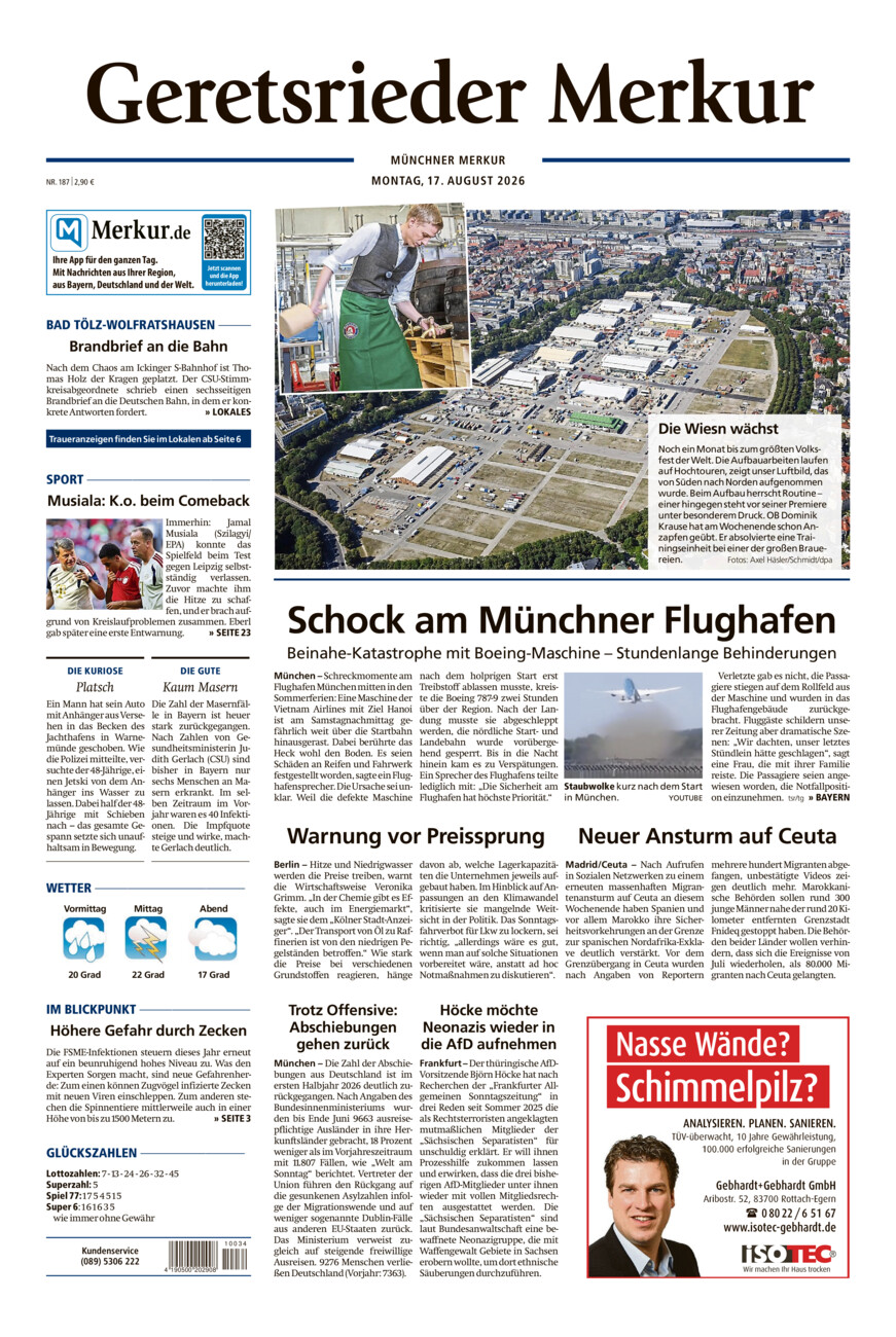 Geretsrieder Merkur vom Montag, 17.08.2026
