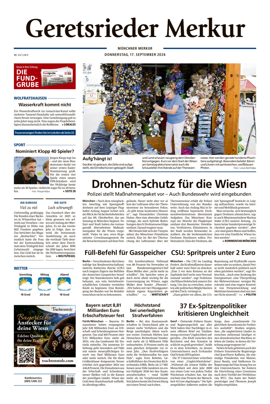 Geretsrieder Merkur vom Donnerstag, 17.09.2026