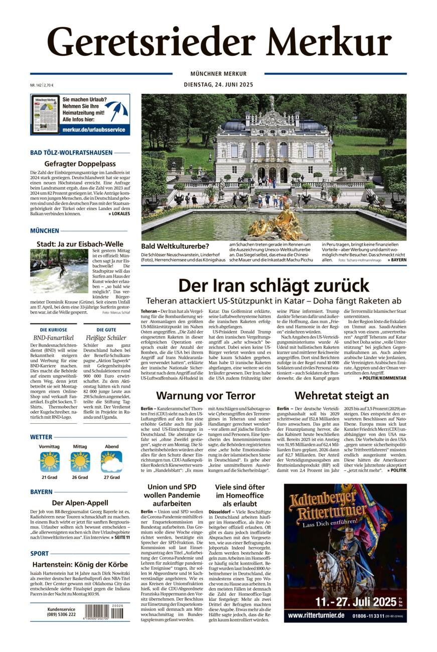 Geretsrieder Merkur vom Dienstag, 24.06.2025