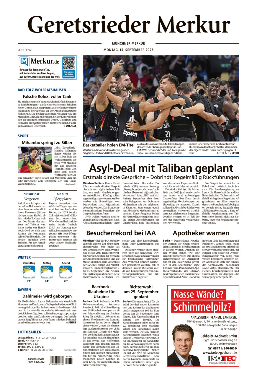 Geretsrieder Merkur vom Montag, 15.09.2025