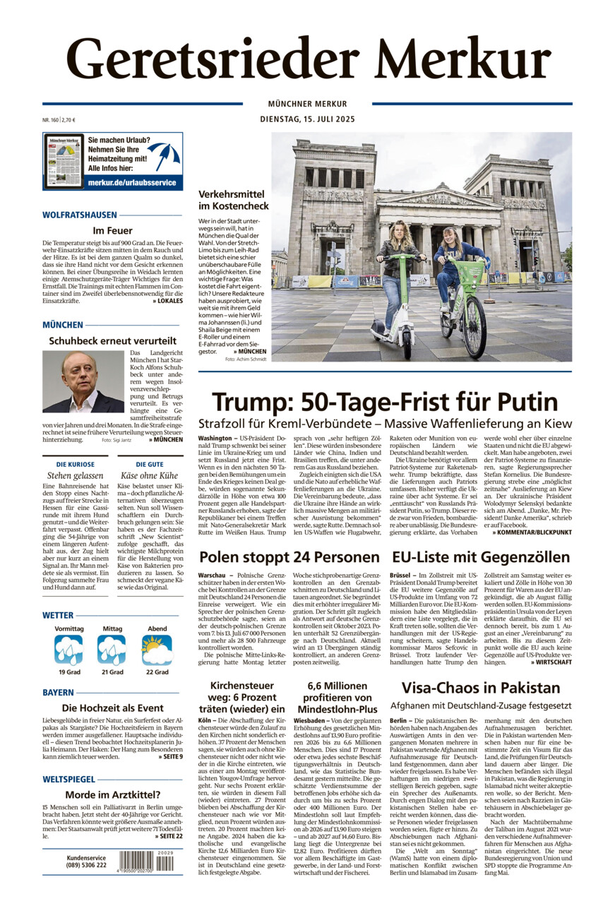 Geretsrieder Merkur vom Dienstag, 15.07.2025
