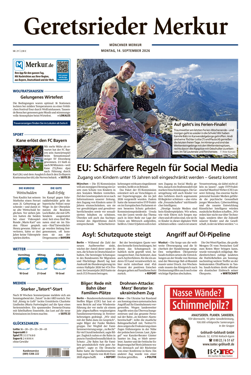 Geretsrieder Merkur vom Montag, 14.09.2026