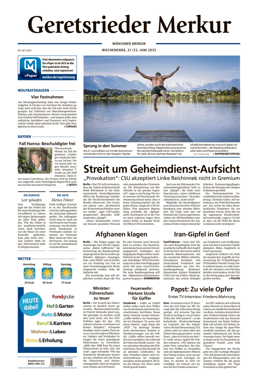 Geretsrieder Merkur vom Samstag, 21.06.2025