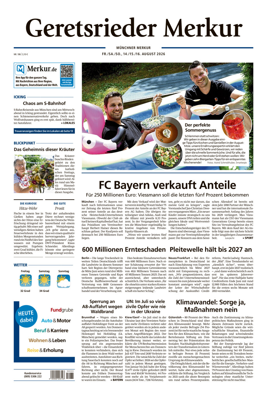 Geretsrieder Merkur vom Freitag, 14.08.2026