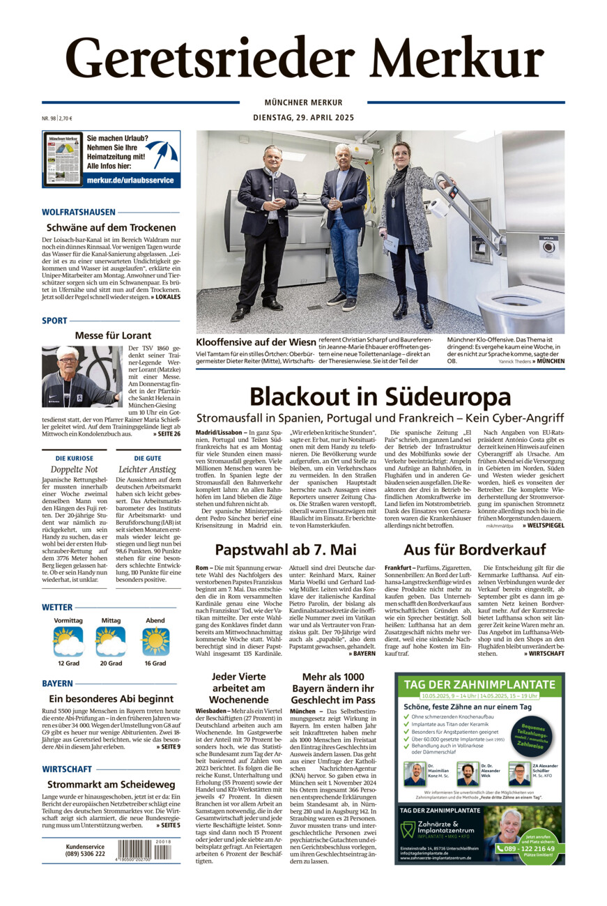 Geretsrieder Merkur vom Dienstag, 29.04.2025