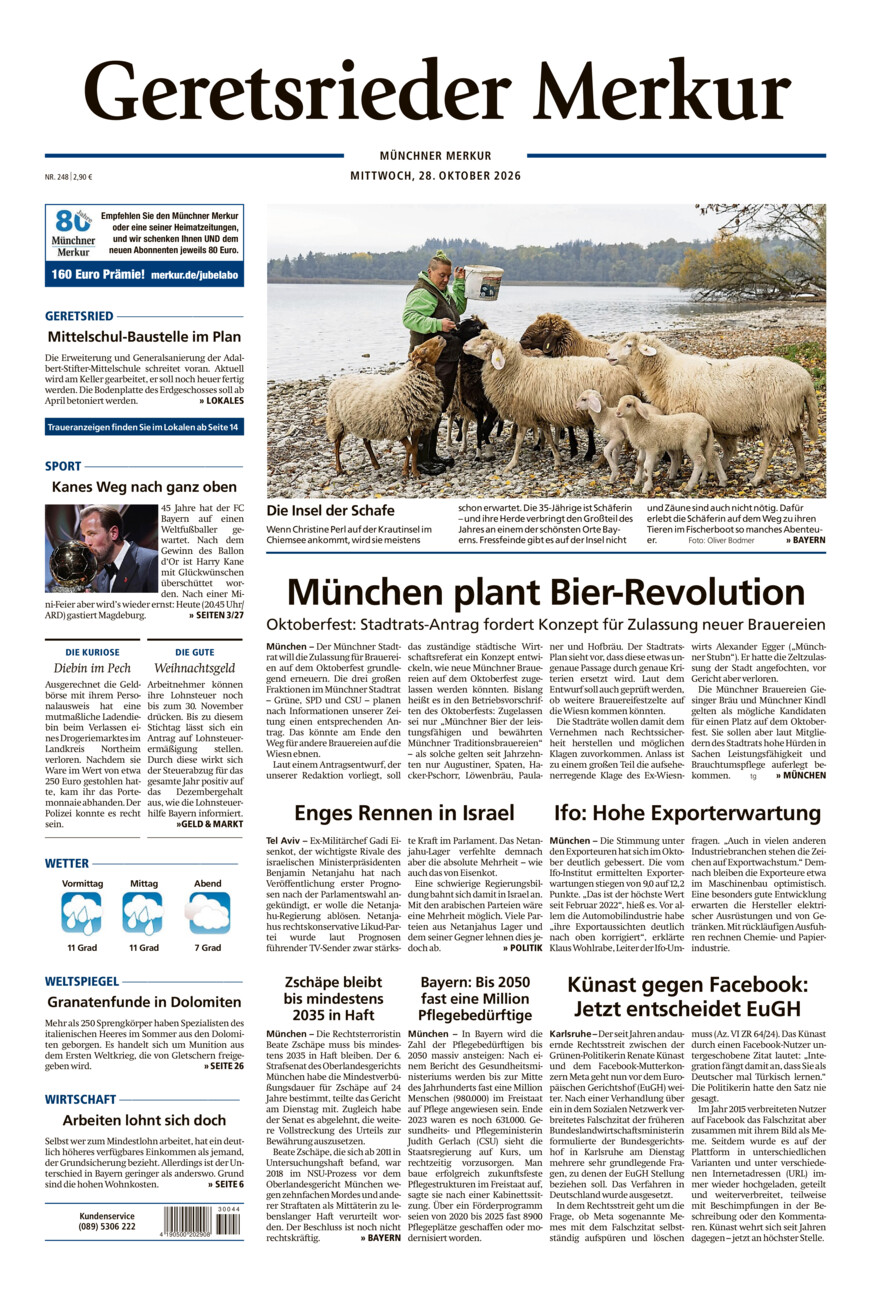 Geretsrieder Merkur vom Mittwoch, 28.10.2026