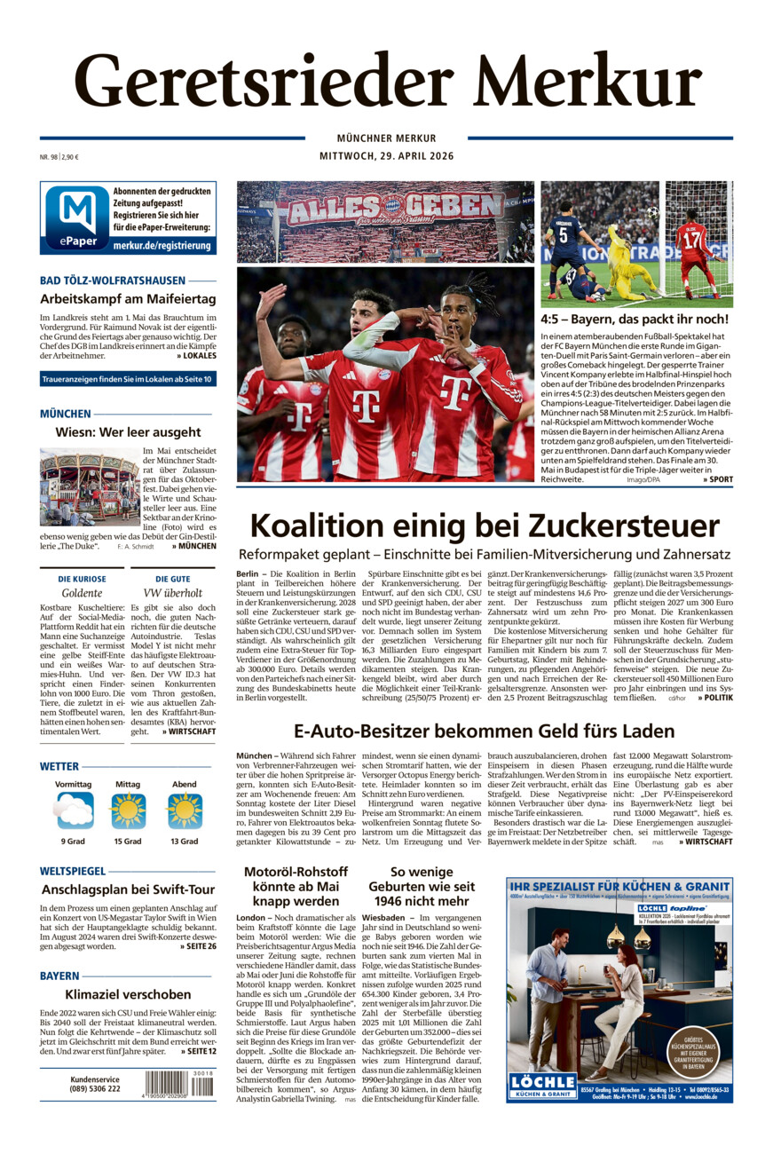 Geretsrieder Merkur vom Mittwoch, 29.04.2026